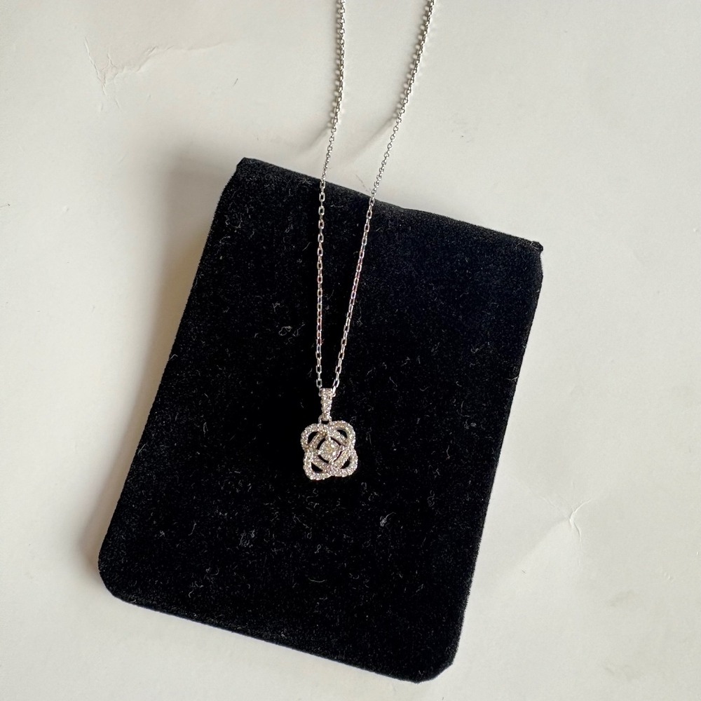 Center of Me 10K White Gold Diamond Necklace Pendant Her love keeps you centered